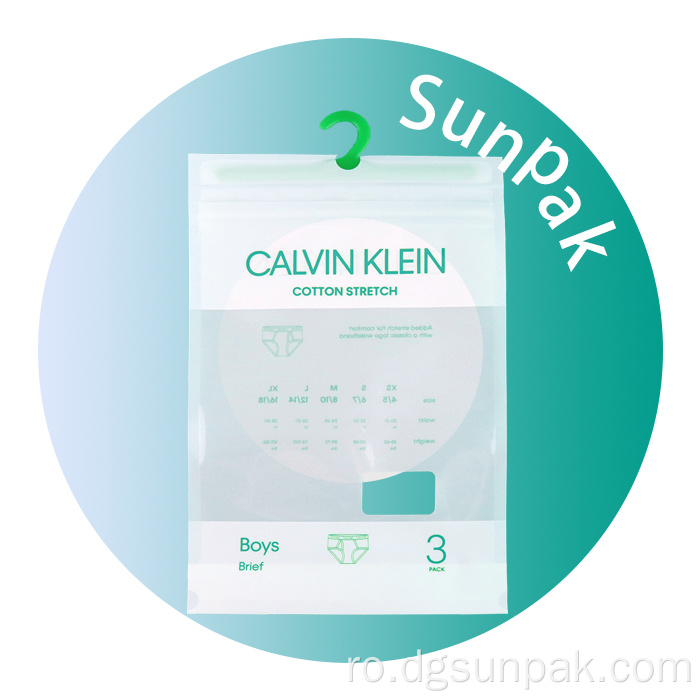 Geanta de ambalare haine pentru bebelusi din plastic personalizat cu carlig